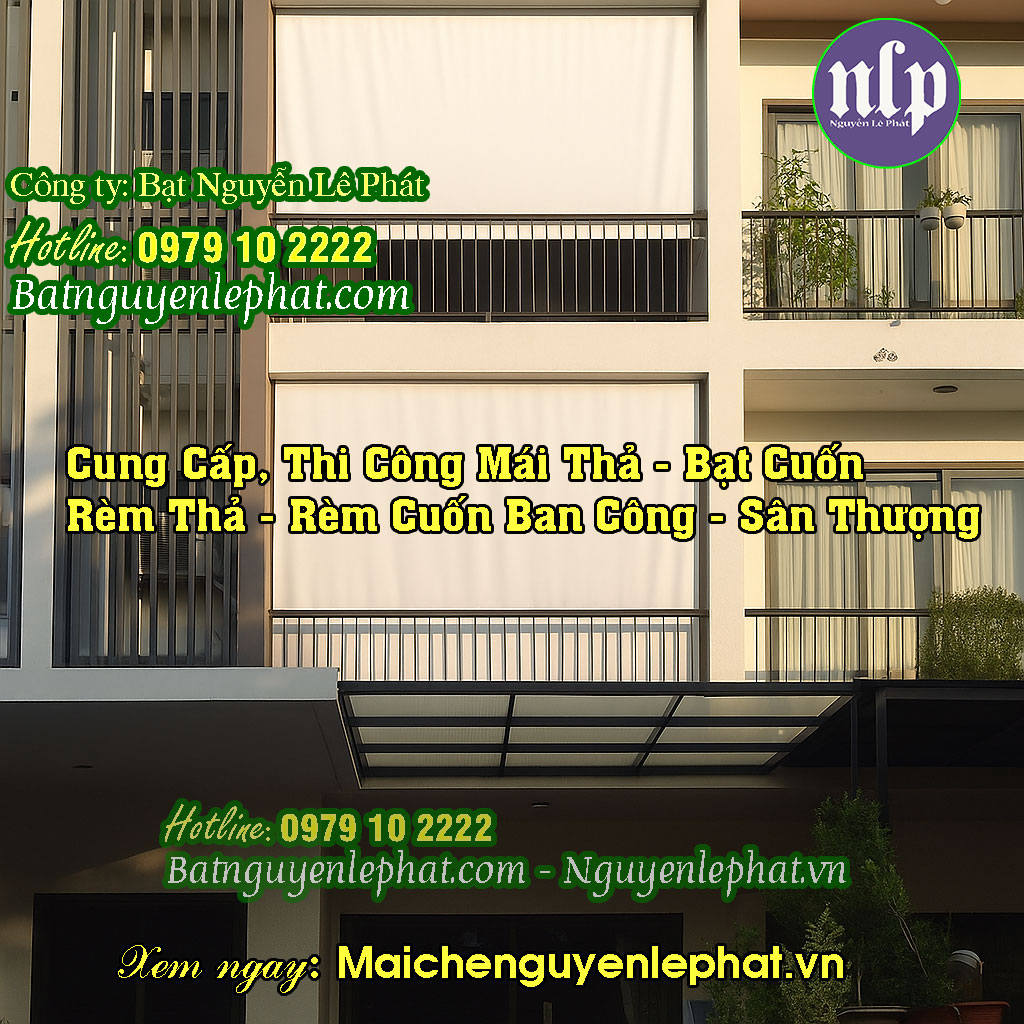 Thi công mái bạt thả ban công sân thượng