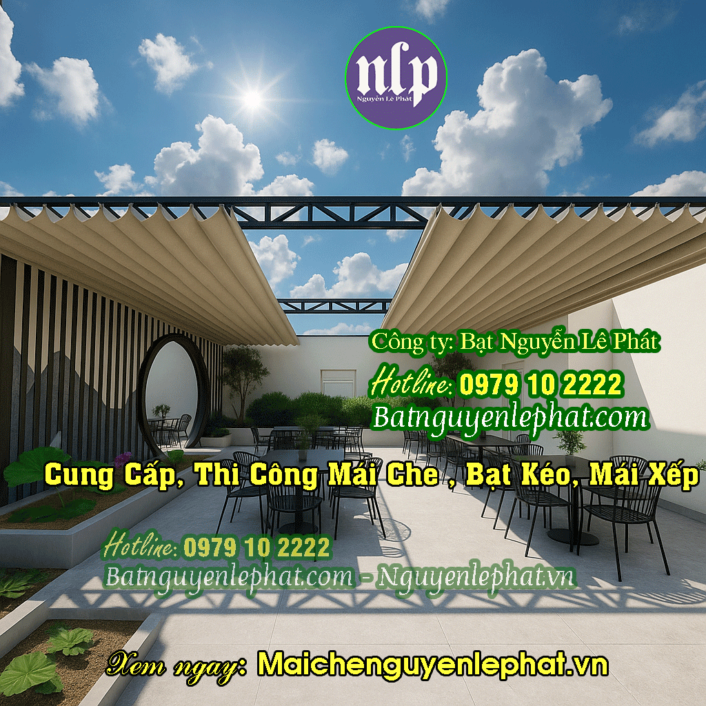 Lắp Mái Bạt Che Nắng Mưa Quay Tay Kéo Dây Tại Bàu Bàng