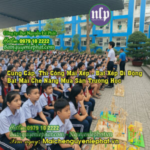 Thi công bạt kéo ngoài trời sân trường