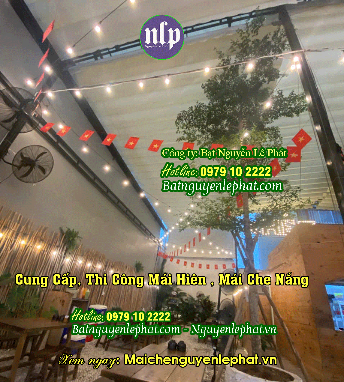 THI CÔNG MÁI BẠT KÉO DI ĐỘNG NGOÀI TRỜI