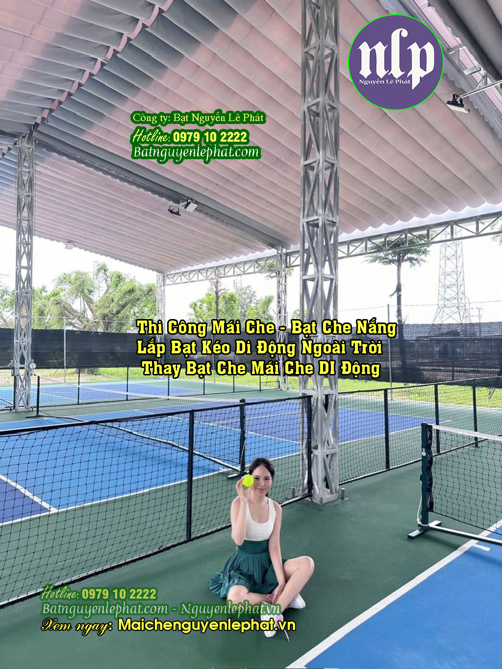 Thi công mái bạt kéo sân Pickleball Quận 9