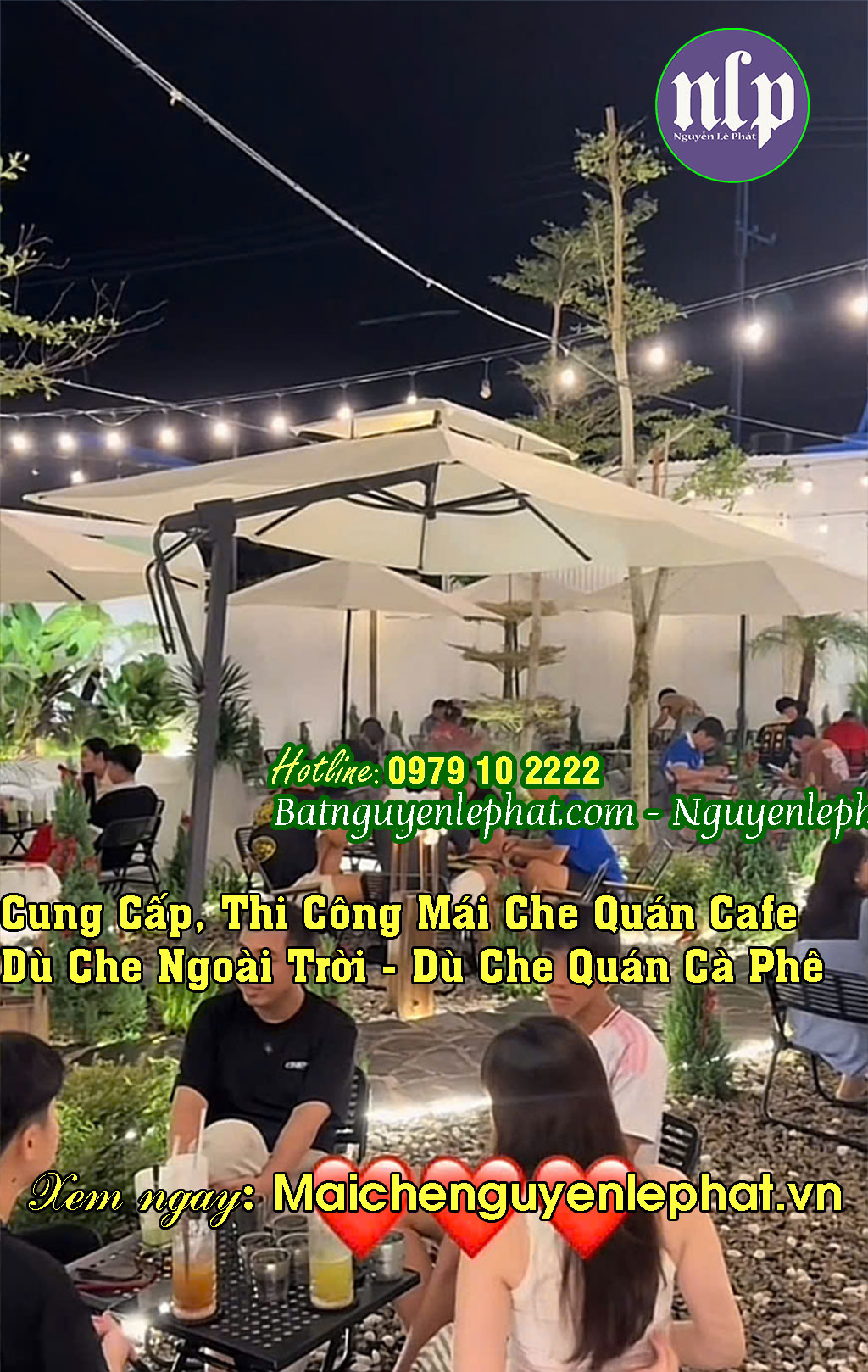 Mẫu ô dù che nắng cho quán cafe