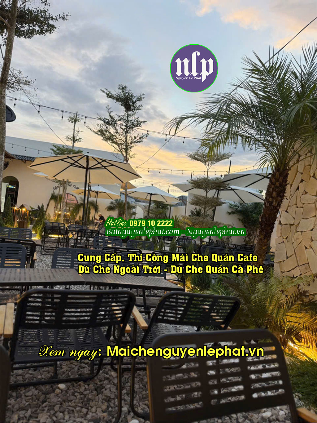 Mẫu ô dù che nắng mưa cho quán cafe