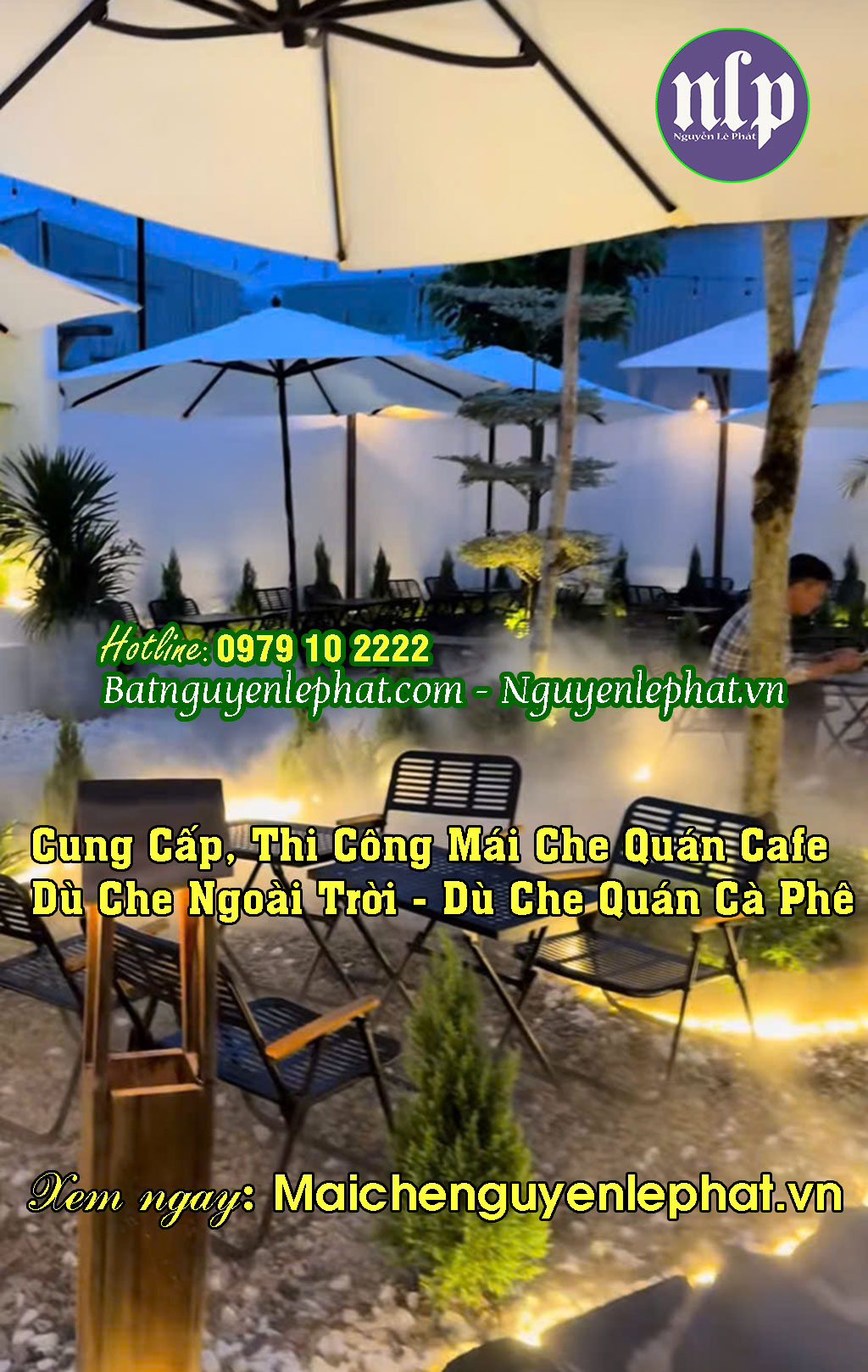 Dù Che Nắng Bán Hàng – Dù Che Quán Cafe Ngoài Trời Tại Đà Lạt
